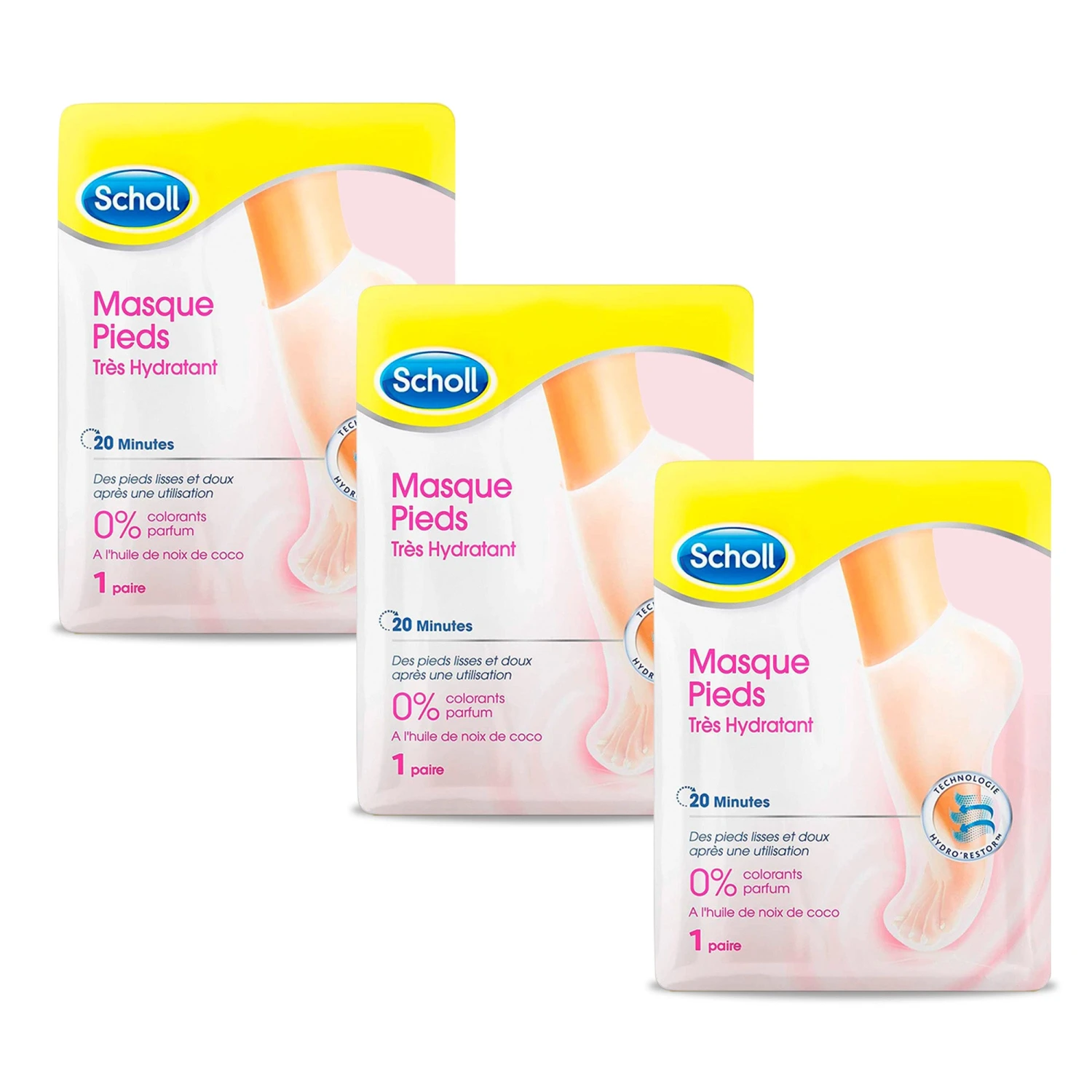 Lot De 3 Masques Pieds Secs - Soin Des Pieds Très Hydratant - Huile De Noix De Coco